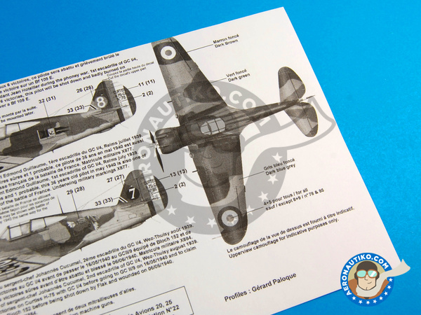 Image 9: Curtiss H-75 Hawk Aces of GC I/4 French Service |  en escala 1/48 fabricado por Berna Decals (ref. BD48-83)