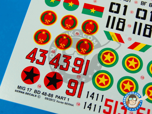 Image 4: Mikoyan-Gurevich MiG-17 Fresco F |  in 1/48 scale manufactured by Berna Decals (ref. BD48-88)