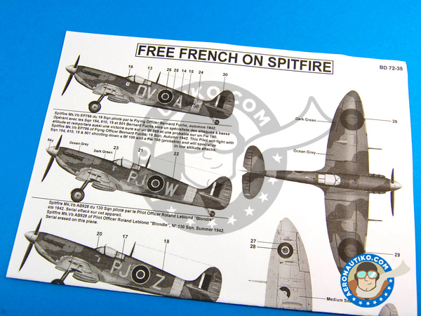 Berna Decals 1/72 SUPERMARINE SPITFIRE Mk.Vb Free French Air Force 