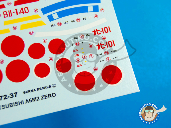 Image 4: Mitsubishi A6M Zero 2 |  in 1/72 scale manufactured by Berna Decals (ref. BD72-37)
