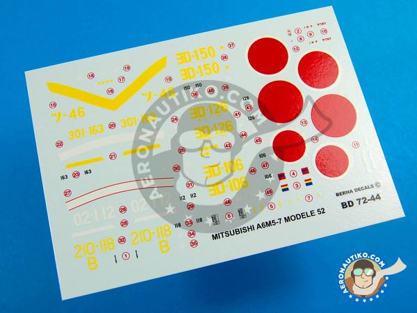 Image 1: Mitsubishi Zero A6M5 Model 52 |  in 1/72 scale manufactured by Berna Decals (ref. BD72-44)