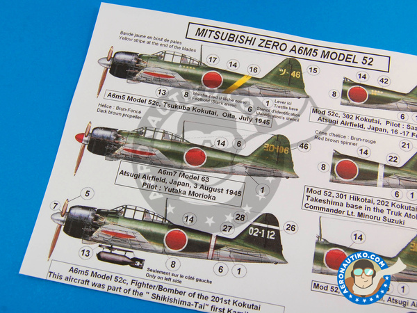 Image 4: Mitsubishi Zero A6M5 Model 52 |  in 1/72 scale manufactured by Berna Decals (ref. BD72-44)