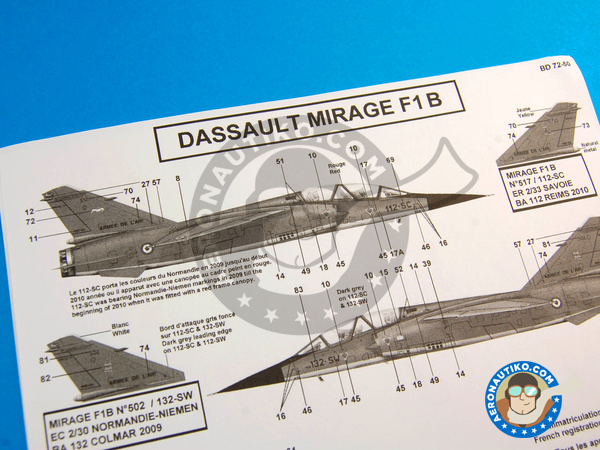 Image 2: Dassault Mirage F1 B |  in 1/72 scale manufactured by Berna Decals (ref. BD72-50)