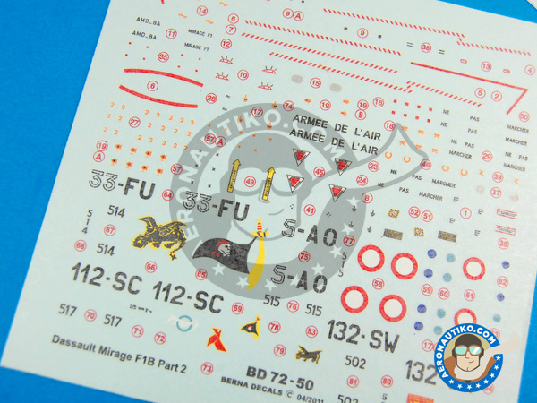 Image 7: Dassault Mirage F1 B |  in 1/72 scale manufactured by Berna Decals (ref. BD72-50)