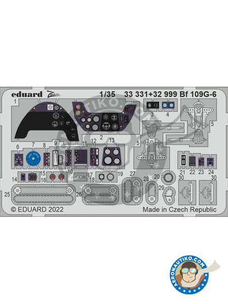Bf 109G-6 cockpit detail set | Photo-etched parts in 1/35 scale manufactured by Eduard (ref. 33331) image