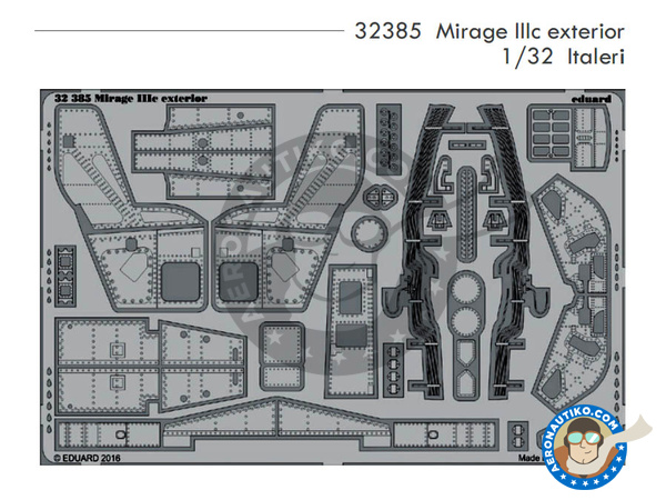 Image 1: Dassault Mirage III Exterior C | Photo-etched parts in 1/32 scale manufactured by Eduard (ref. 32385)