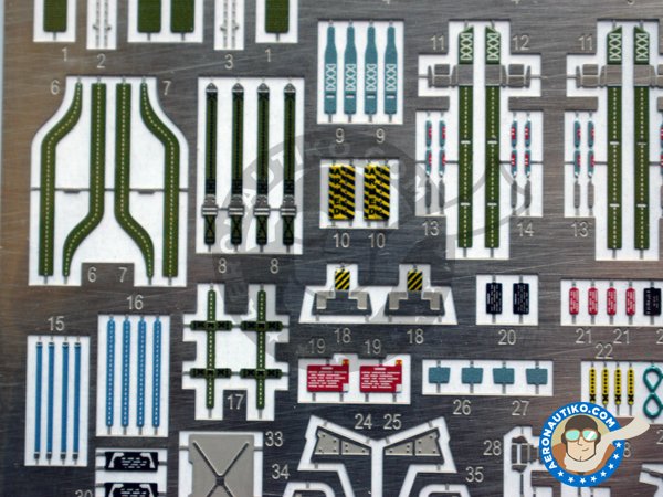 Image 2: Grumman F-14D seatbelts | Coloured photo-etched cockpit parts in 1/32 scale manufactured by Eduard (ref. 32706)