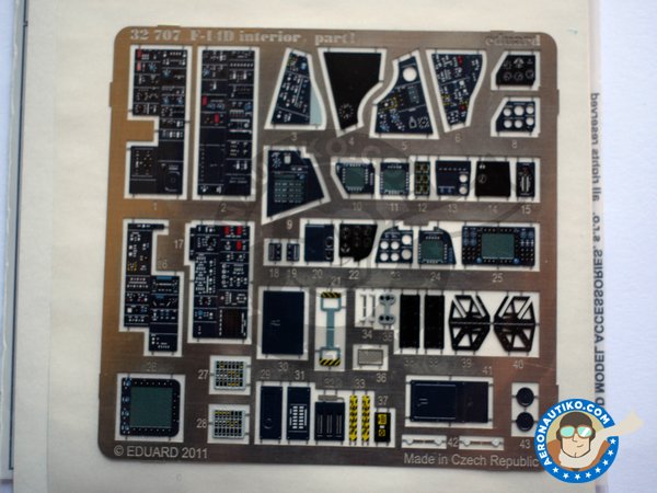 Image 1: Grumman F-14D interior | Coloured photo-etched cockpit parts in 1/32 scale manufactured by Eduard (ref. 32707)