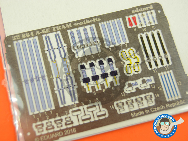 Image 3: Grumman A-6 Intruder ejectable seat seatbelts E TRAM | Coloured photo-etched cockpit parts in 1/32 scale manufactured by Eduard (ref. 32864)