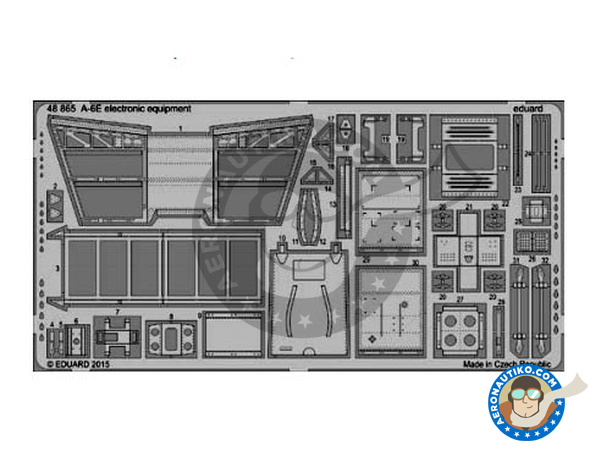 Image 1: Grumman A-6 Intruder electronic equipment E TRAM | Photo-etched parts in 1/48 scale manufactured by Eduard (ref. 48865)