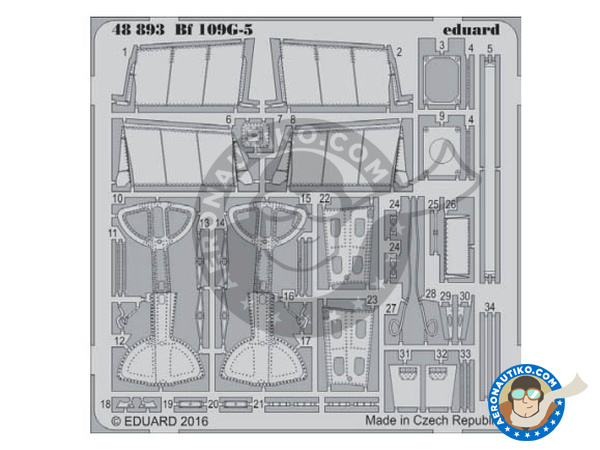 Image 1: Messerschmitt Bf 109 G-5 | Photo-etched parts in 1/48 scale manufactured by Eduard (ref. 48893)
