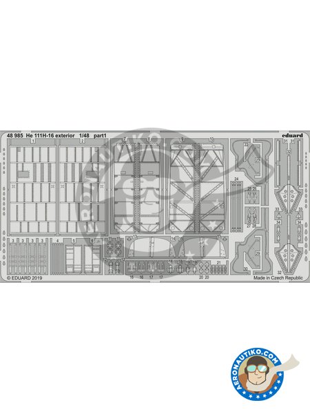 He 111H-16 exterior | Photo-etched parts in 1/48 scale manufactured by Eduard (ref. 48985) image