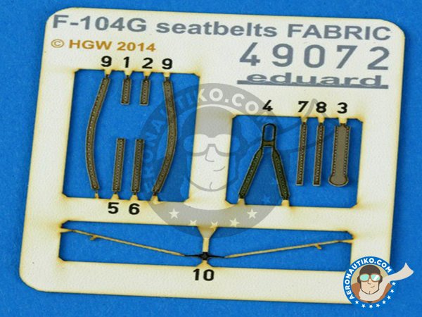 Image 1: F-104G Seatbelts | Photo-etched parts in 1/48 scale manufactured by Eduard (ref. 49072)