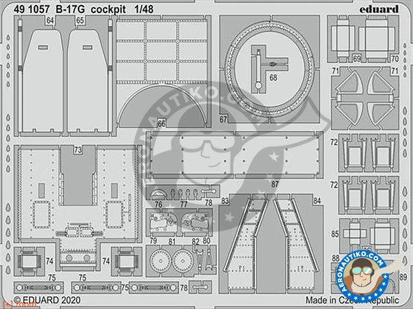 Image 1: B-17G cockpit | Cockpit set in 1/48 scale manufactured by Eduard (ref. 491057)