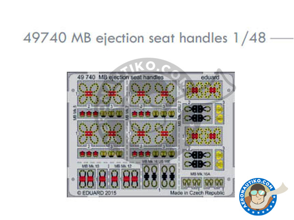 Image 1: Ejection seat handles | Ejection seat in 1/48 scale manufactured by Eduard (ref. 49740)