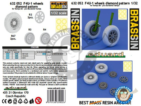 Image 3: F4U-1 wheels diamond pattern | Wheels in 1/32 scale manufactured by Eduard (ref. 632052)