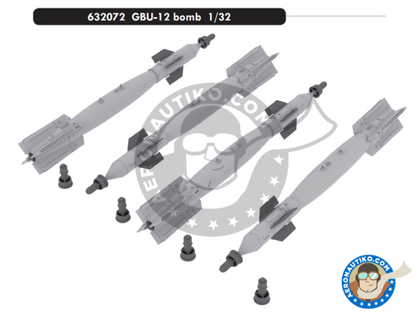 Image 1: GBU-12 Paveway II bomb - Bombs - Weapons | Bombs in 1/32 scale manufactured by Eduard (ref. 632072)