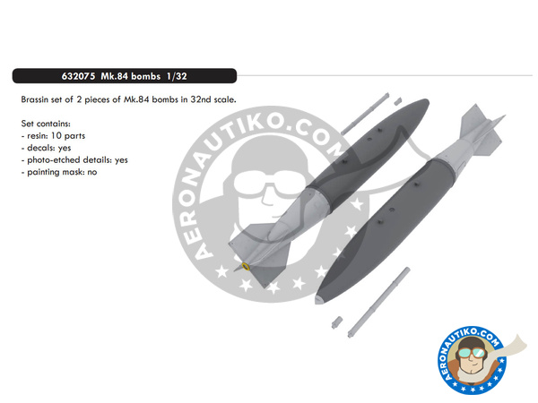 Image 1: Mk.84 bombs - Bombs - Weapons | Bombs in 1/32 scale manufactured by Eduard (ref. 632075)