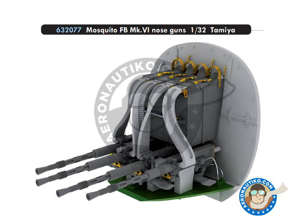 Image 1: Mosquito FB Mk.VI Nose Guns Mk. VI | Gun barrels in 1/32 scale manufactured by Eduard (ref. 632077)