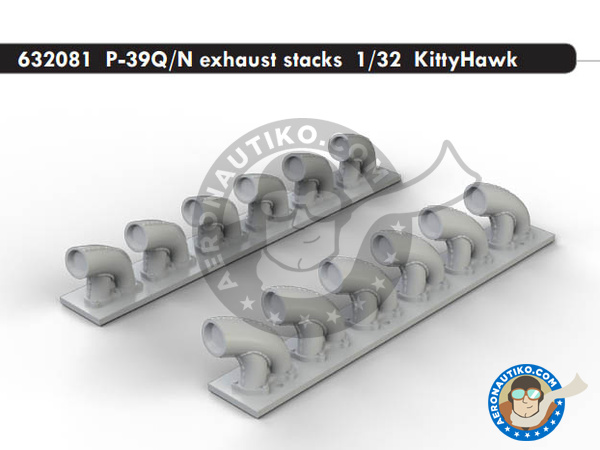 Image 1: P-39Q/N Exhaust Stacks Q / N | Exhaust in 1/32 scale manufactured by Eduard (ref. 632081)