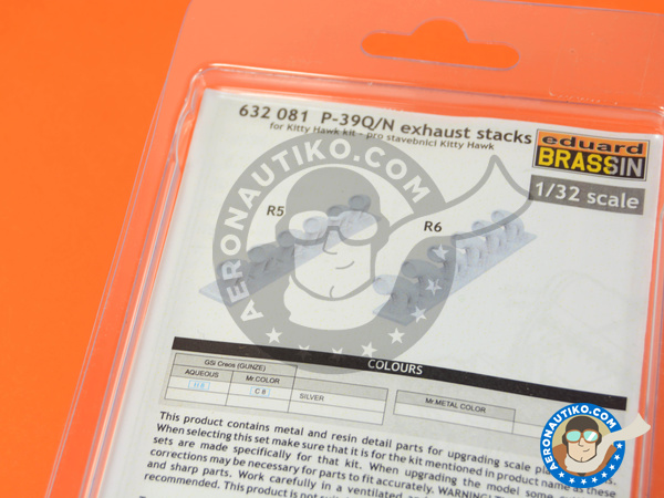 Image 5: P-39Q/N Exhaust Stacks Q / N | Exhaust in 1/32 scale manufactured by Eduard (ref. 632081)