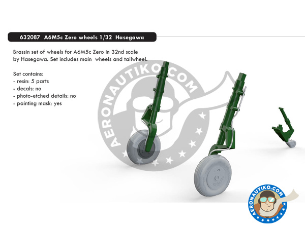 Image 1: Mitsubishi A6M Zero 5c Zeke Type 52 | Ruedas en escala 1/32 fabricado por Eduard (ref. 632087)
