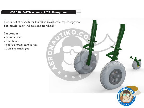 Image 1: Republic P-47 Thunderbolt D Bubble Top | Wheels in 1/32 scale manufactured by Eduard (ref. 632088)