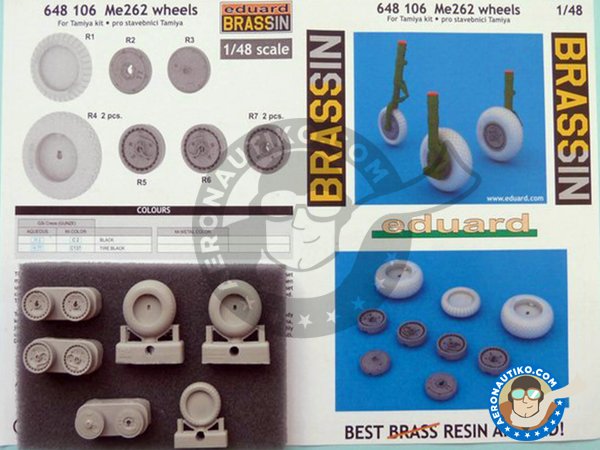 Image 1: Messerschmitt Me 262 Wheels | Wheels in 1/48 scale manufactured by Eduard (ref. 648106)