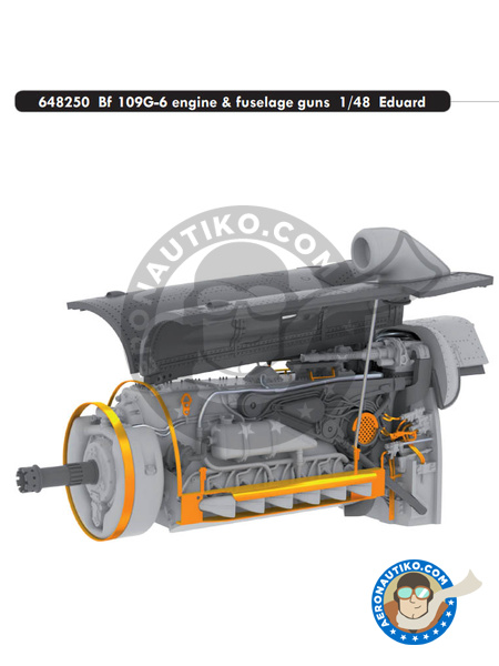 Bf 109G-6 engine & fuselage guns G-6 | Engine in 1/48 scale manufactured by Eduard (ref. 648250) image