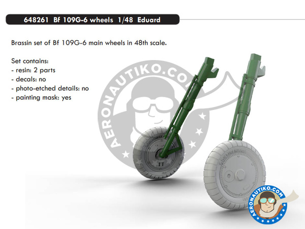 Image 1: Messerschmitt Bf 109 G-6 | Wheels in 1/48 scale manufactured by Eduard (ref. 648261)