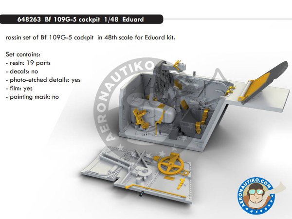 Eduard Brassin 1/48 set of Bf 109G-5 cockpit for Eduard kit - 648263 Eduard Brassin 1/48 set of Bf 109G-5 cockpit for Eduard kit - 648263