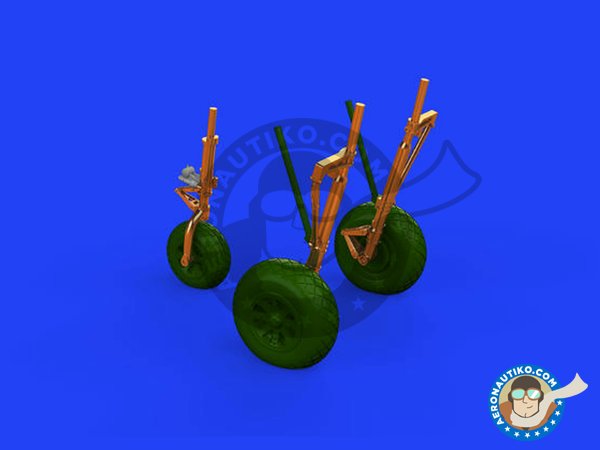 Image 1: P-38F/G "Lightning" tren de aterrizaje BRONCE | Set Brassin de mejora y detallado en escala 1/48 fabricado por Eduard (ref. 648521)