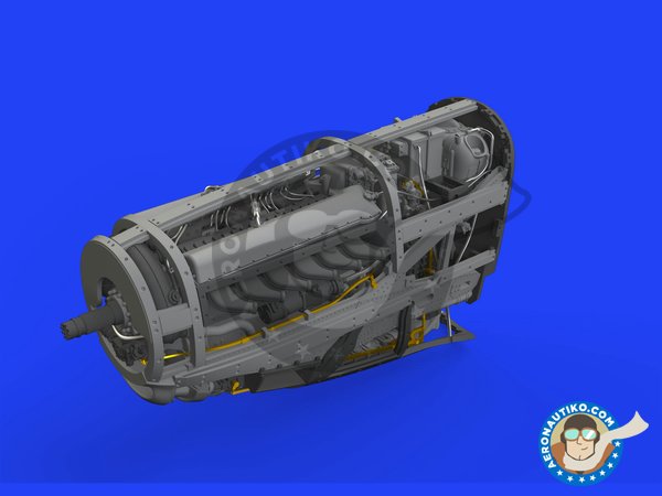 Image 1: P-51D engine | Set Brassin de mejora y detallado en escala 1/48 fabricado por Eduard (ref. 648555)