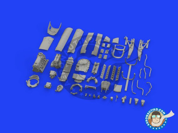 Image 2: P-51D engine | Set Brassin de mejora y detallado en escala 1/48 fabricado por Eduard (ref. 648555)