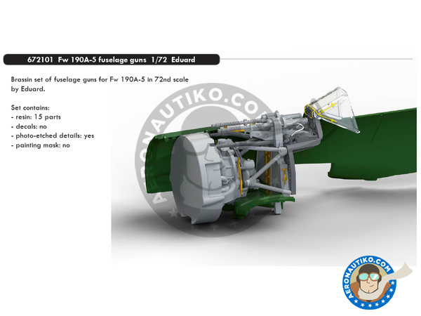 Image 1: Focke-Wulf Fw 190 Würger A-5 | Fuselage guns in 1/72 scale manufactured by Eduard (ref. 672101)