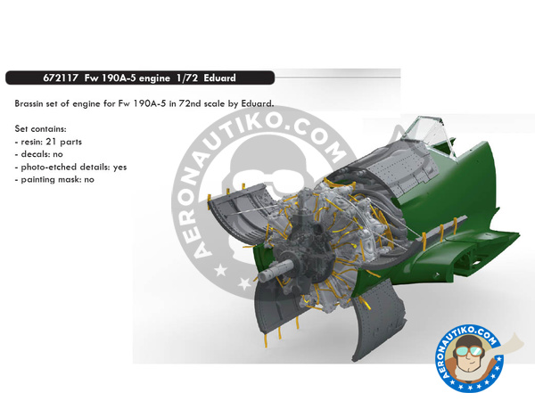 Image 1: Focke-Wulf Fw 190 Würger A-5 | Engine in 1/72 scale manufactured by Eduard (ref. 672117)