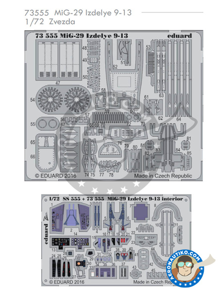 Mikoyan MiG-29 Fulcrum - Interior and Exterior 9-13 Izdelye | Photo-etched parts in 1/72 scale manufactured by Eduard (ref. 73555) image