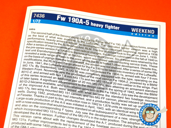 Image 7: Focke-Wulf Fw 190 Würger A-5 | Airplane kit in 1/72 scale manufactured by Eduard (ref. 7436)