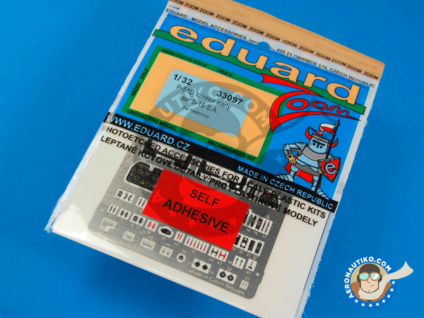 Image 1: North American P-51 Mustang Interior Early D | Coloured photo-etched cockpit parts in 1/32 scale manufactured by Eduard (ref. ED33097)