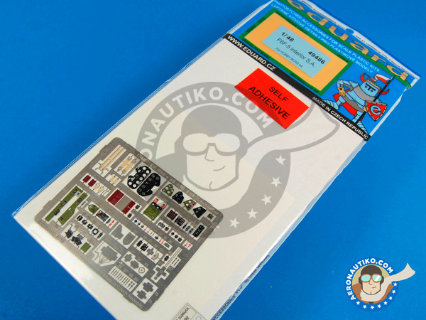 Image 1: Grumman F6F Hellcat interior 5 | Coloured photo-etched cockpit parts in 1/48 scale manufactured by Eduard (ref. ED49486)