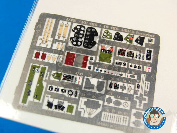 Image 2: Grumman F6F Hellcat interior 5 | Coloured photo-etched cockpit parts in 1/48 scale manufactured by Eduard (ref. ED49486)