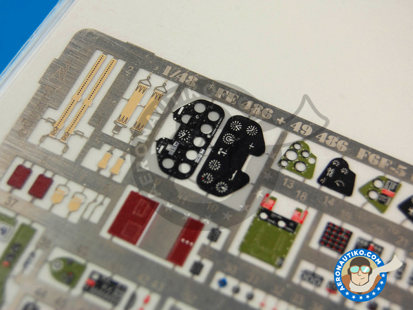 Image 3: Grumman F6F Hellcat interior 5 | Coloured photo-etched cockpit parts in 1/48 scale manufactured by Eduard (ref. ED49486)