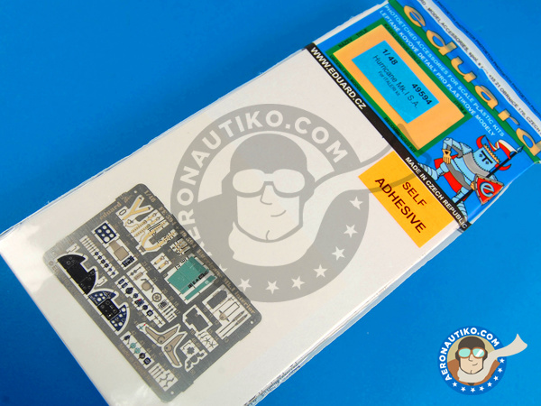 Image 1: Hawker Hurricane cockpit Mk. I | Coloured photo-etched cockpit parts in 1/48 scale manufactured by Eduard (ref. ED49594)