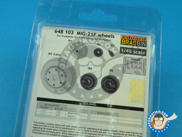 Image 2: Mikoyan-Gurevich MiG-21 Fishbed F-13 | Wheels in 1/48 scale manufactured by Eduard (ref. ED648103)