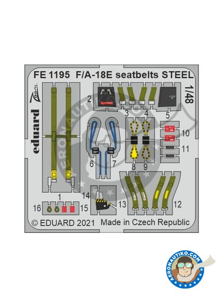 F/A-18E seatbelts STEEL | Seatbelts in 1/48 scale manufactured by Eduard (ref. FE1195) image