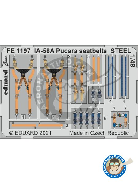 IA-58A "Pucara" cinturones de seguridad | Cinturones en escala 1/48 fabricado por Eduard (ref. FE1197) image