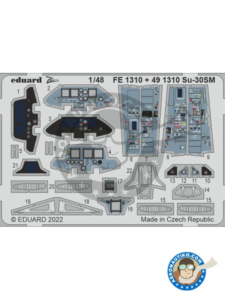 Sukhoi Su-30SM | Cockpit set in 1/48 scale manufactured by Eduard (ref. FE1310) image
