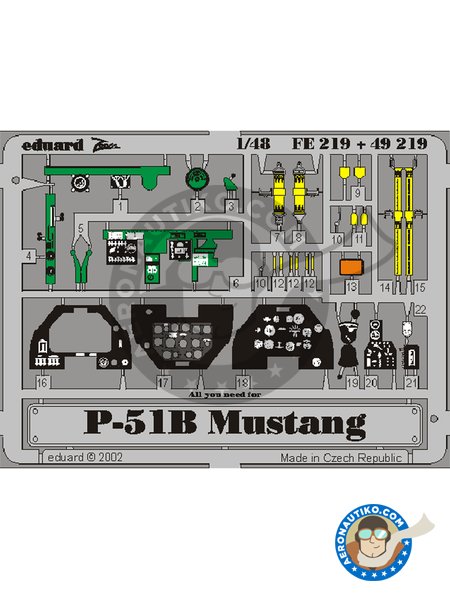 North American P-51B "Mustang" | Cockpit set in 1/48 scale manufactured by Eduard (ref. FE219) image