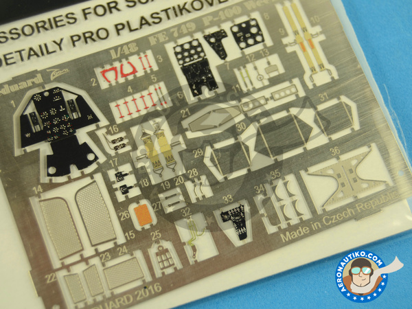 Image 2: Bell P-400 Airacobra | Coloured photo-etched cockpit parts in 1/48 scale manufactured by Eduard (ref. FE749)