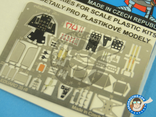 Image 3: Bell P-400 Airacobra | Coloured photo-etched cockpit parts in 1/48 scale manufactured by Eduard (ref. FE749)